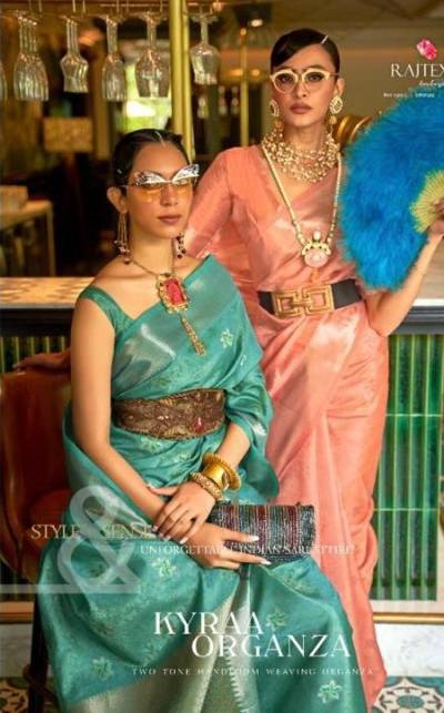 Kyraa By Rajtex Fancy Organza Weaving Saree Collection